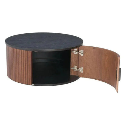 Nejaus Wood Black & Walnut Round Coffee Table - LOOMLAN - Zuo Modern - Coffee Tables
