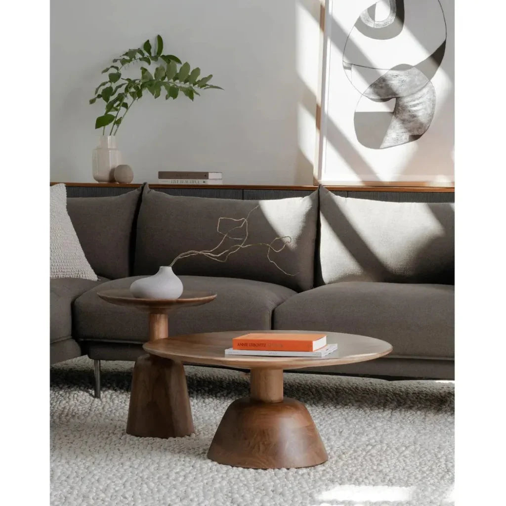 Nels Wood Reddish Brown Round End Table - LOOMLAN - Moe's Home - Side Tables
