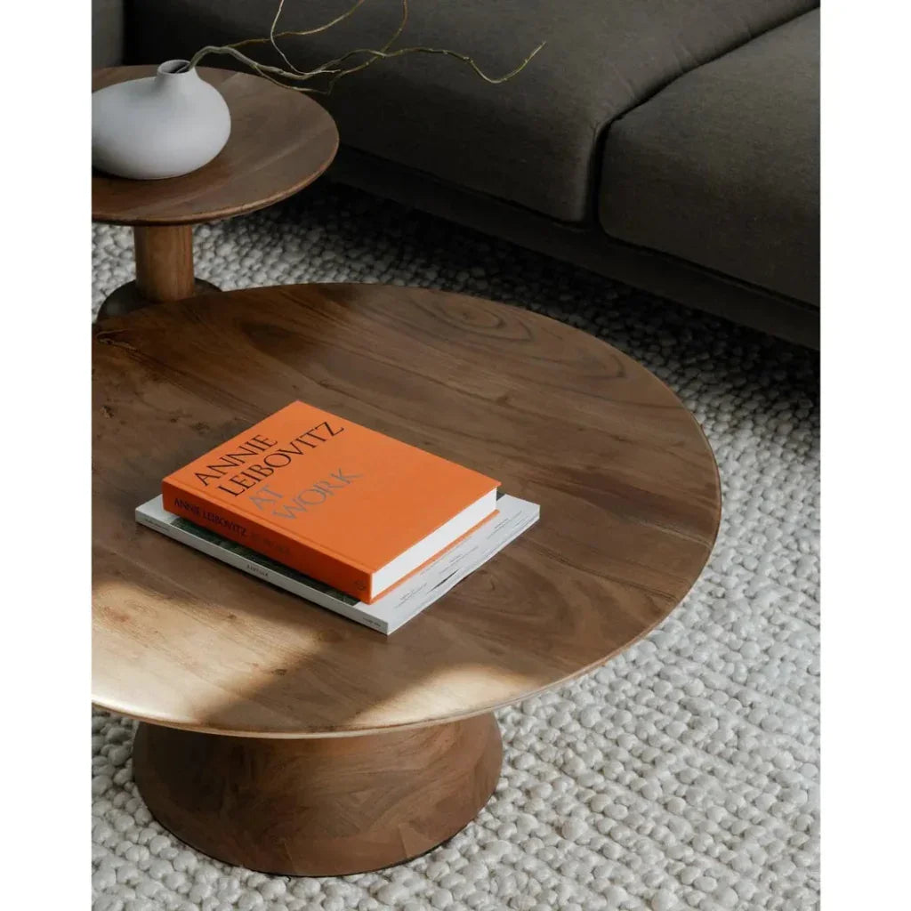 Nels Wood Reddish Brown Round End Table - LOOMLAN - Moe's Home - Side Tables