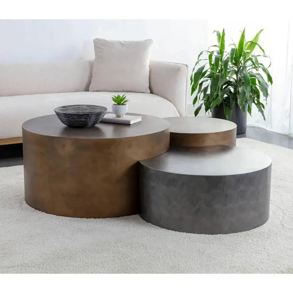 Neo Coffee Tables Set Of 3 Antique Brass - LOOMLAN - SUNPAN - Coffee Tables