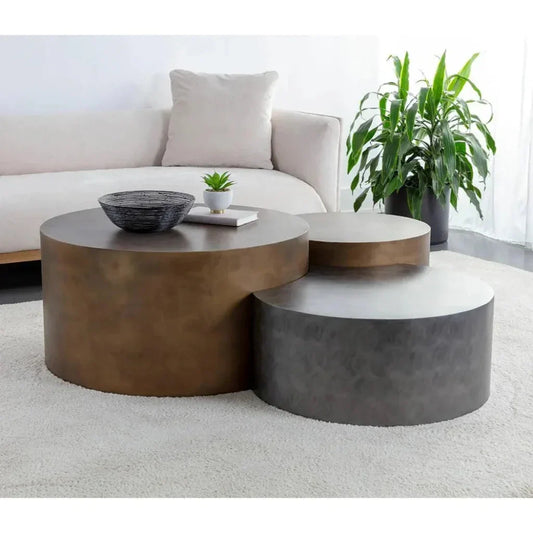 Neo Coffee Tables Set Of 3 Antique Brass - LOOMLAN - SUNPAN - Coffee Tables