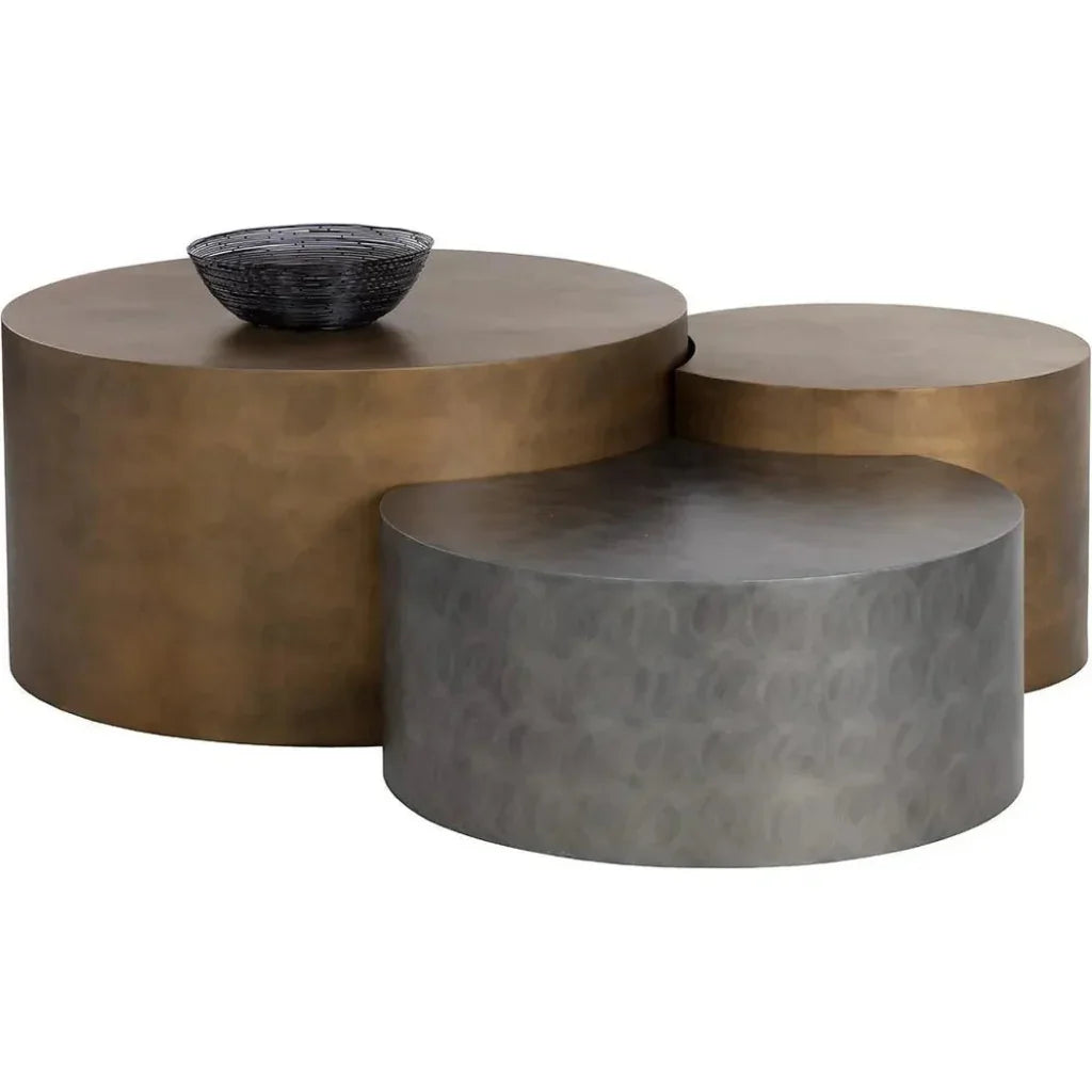Neo Coffee Tables Set Of 3 Antique Brass - LOOMLAN - SUNPAN - Coffee Tables