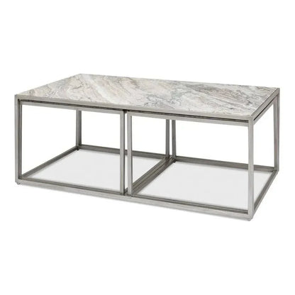 Set Of 3 Nesting Low Tables Marble Tops - LOOMLAN - Sarreid - Side Tables