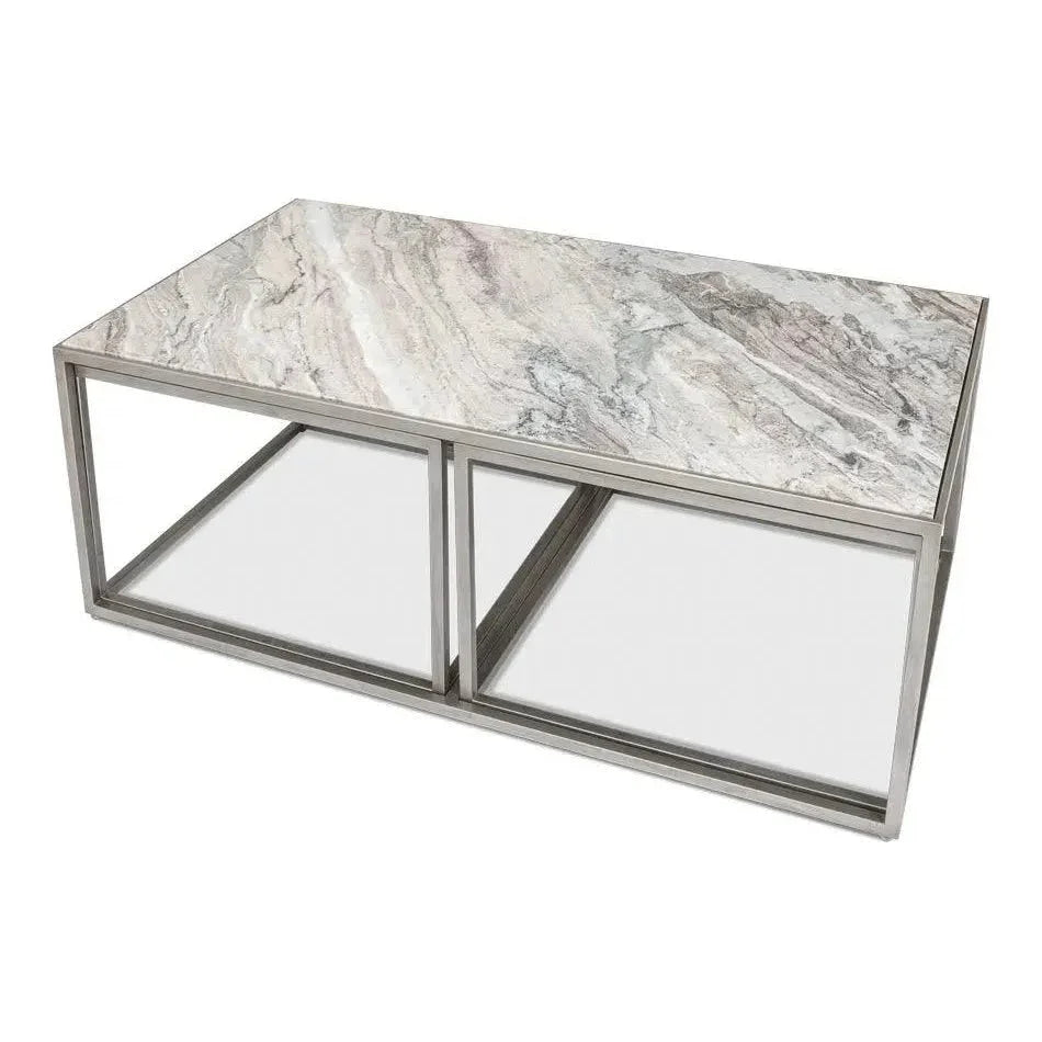 Set Of 3 Nesting Low Tables Marble Tops - LOOMLAN - Sarreid - Side Tables