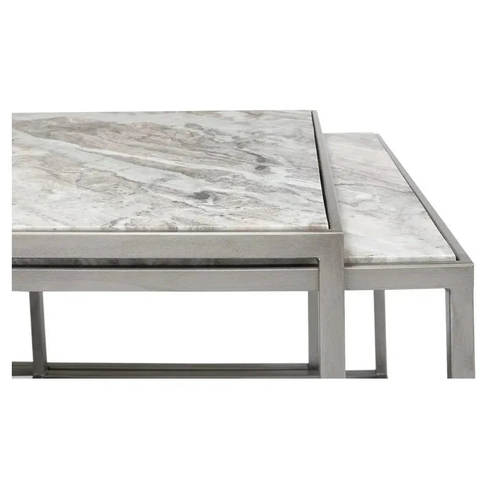 Set Of 3 Nesting Low Tables Marble Tops - LOOMLAN - Sarreid - Side Tables