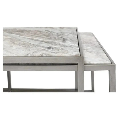 Set Of 3 Nesting Low Tables Marble Tops - LOOMLAN - Sarreid - Side Tables