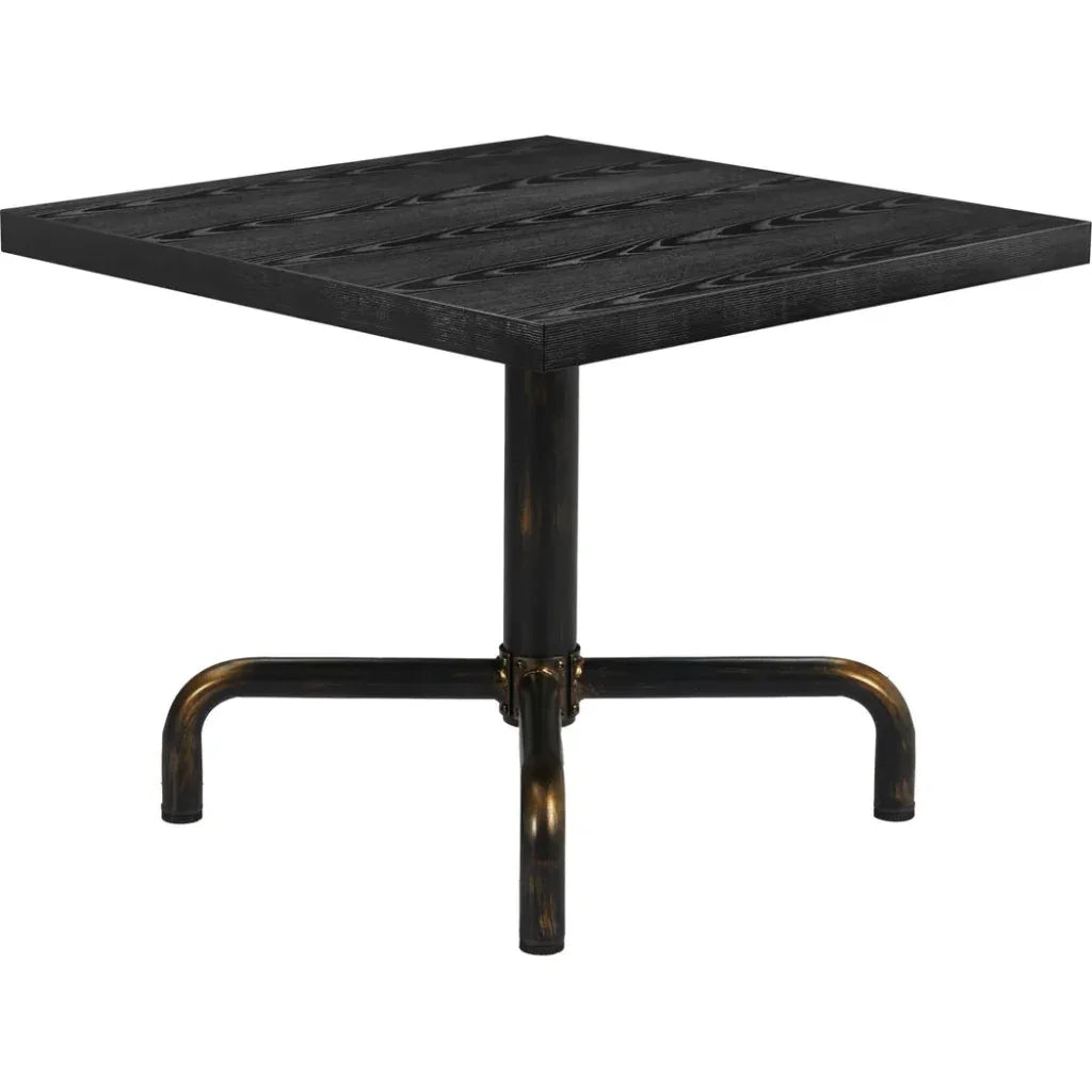 Neum Steel & Wood Black Square Bistro Table-Dining Tables-Zuo Modern-LOOMLAN