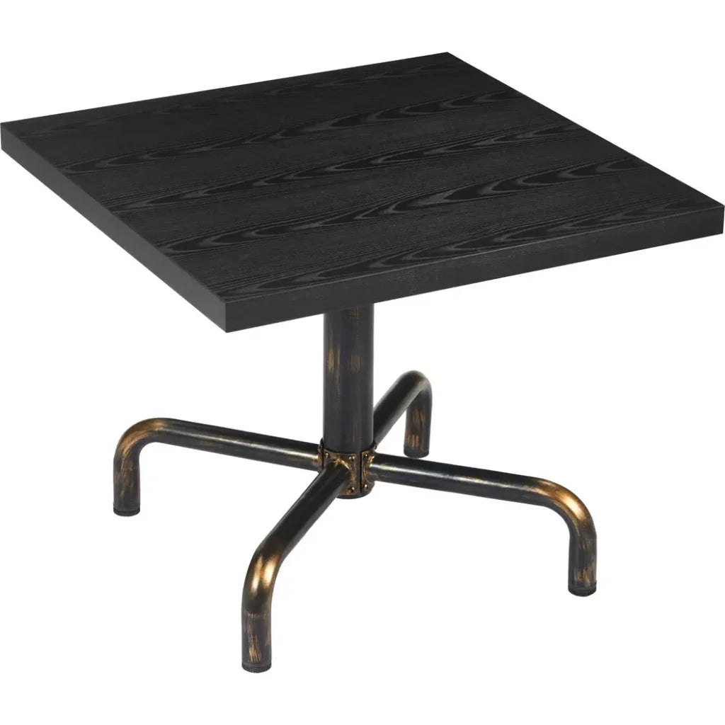 Neum Steel & Wood Black Square Bistro Table-Dining Tables-Zuo Modern-LOOMLAN