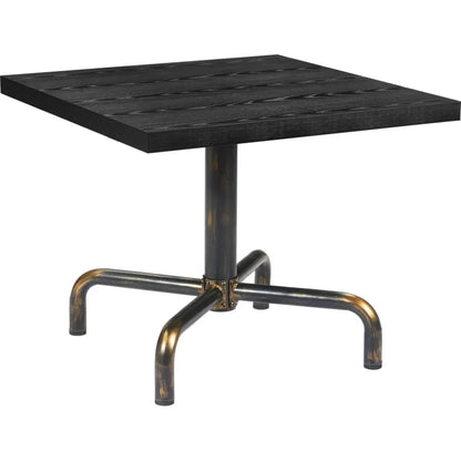 Neum Steel & Wood Black Square Bistro Table-Dining Tables-Zuo Modern-LOOMLAN