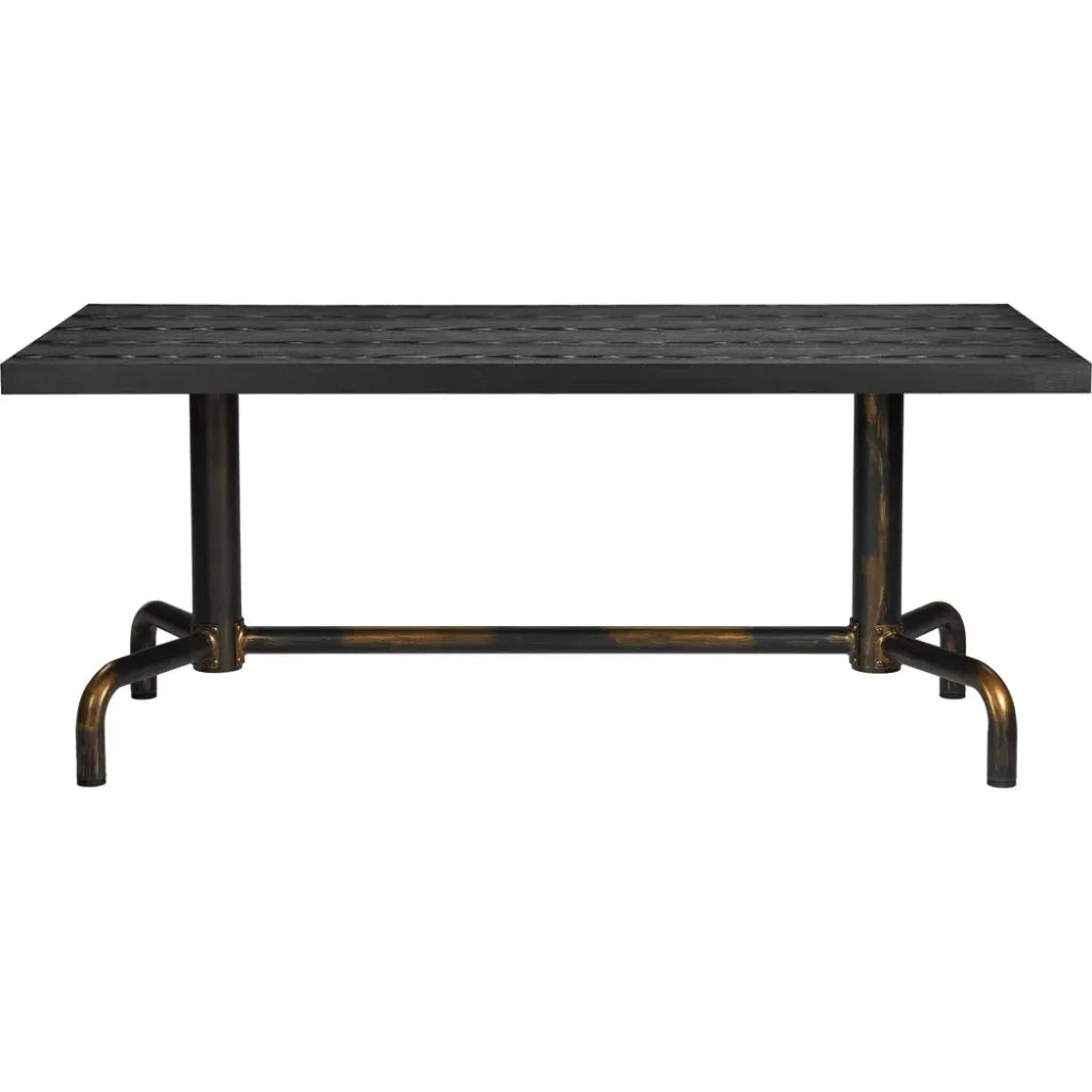 Neum Wood & Steel Black Rectangular Dining Table-Dining Tables-Zuo Modern-LOOMLAN