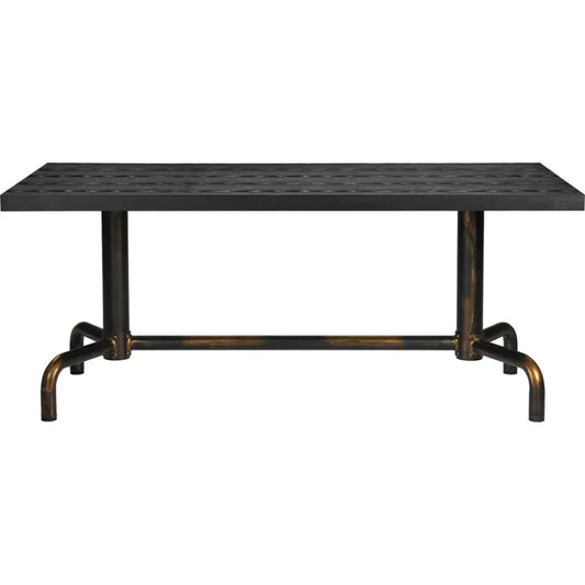 Neum Wood & Steel Black Rectangular Dining Table-Dining Tables-Zuo Modern-LOOMLAN