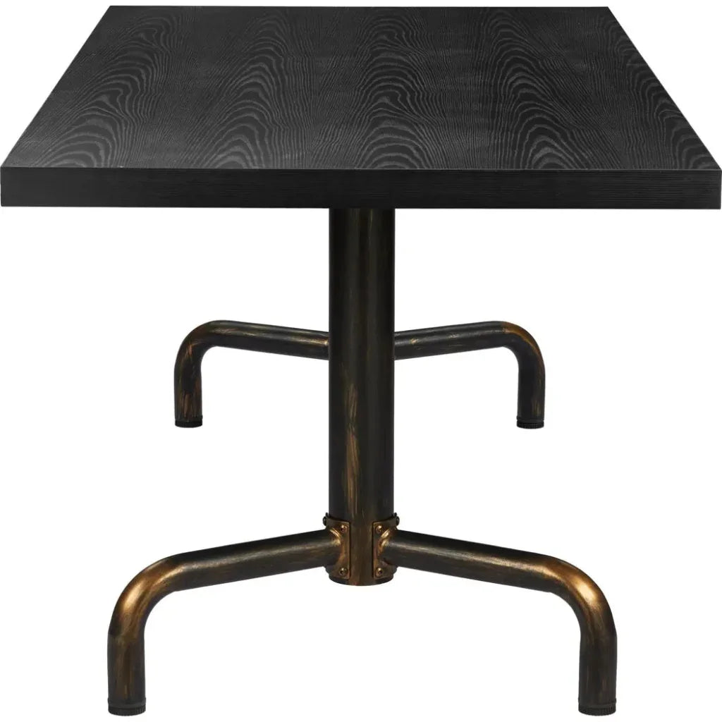 Neum Wood & Steel Black Rectangular Dining Table-Dining Tables-Zuo Modern-LOOMLAN