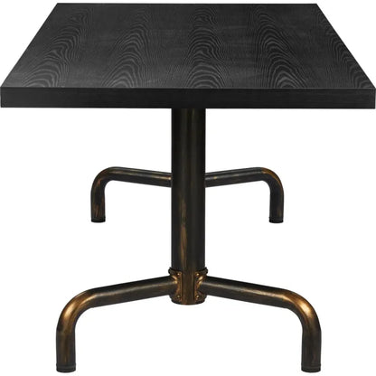 Neum Wood & Steel Black Rectangular Dining Table-Dining Tables-Zuo Modern-LOOMLAN