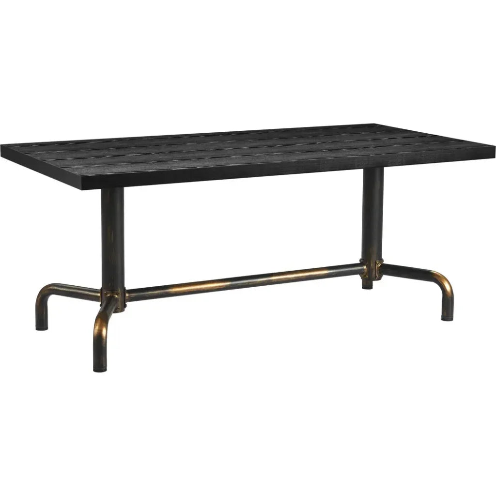 Neum Wood & Steel Black Rectangular Dining Table-Dining Tables-Zuo Modern-LOOMLAN