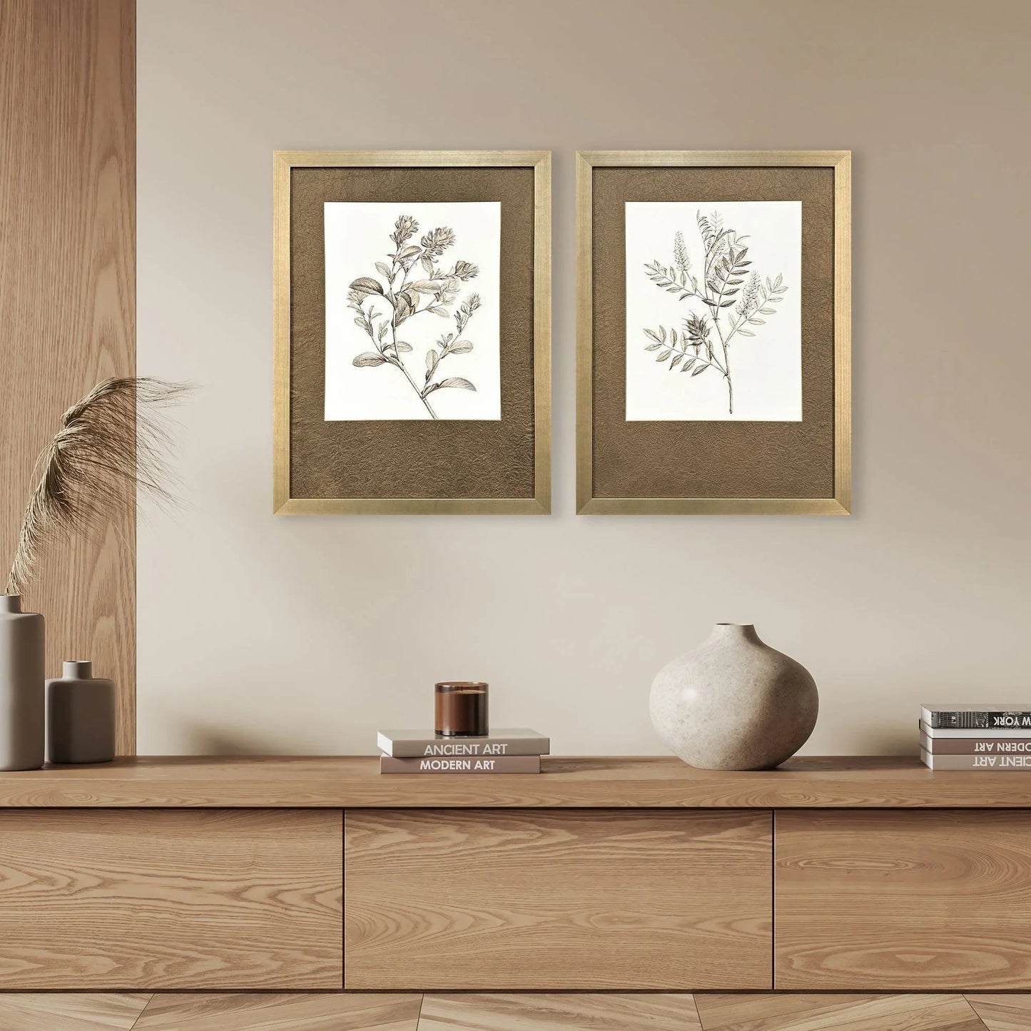 Neutral Botanical Wood Framed Wall Art 2PC