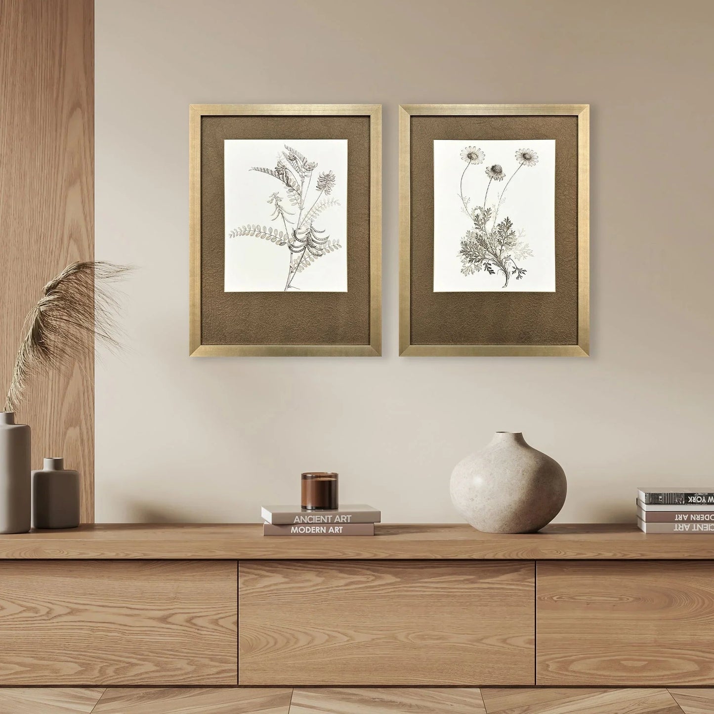Neutral Botanical Wood Framed Wall Art 2PC