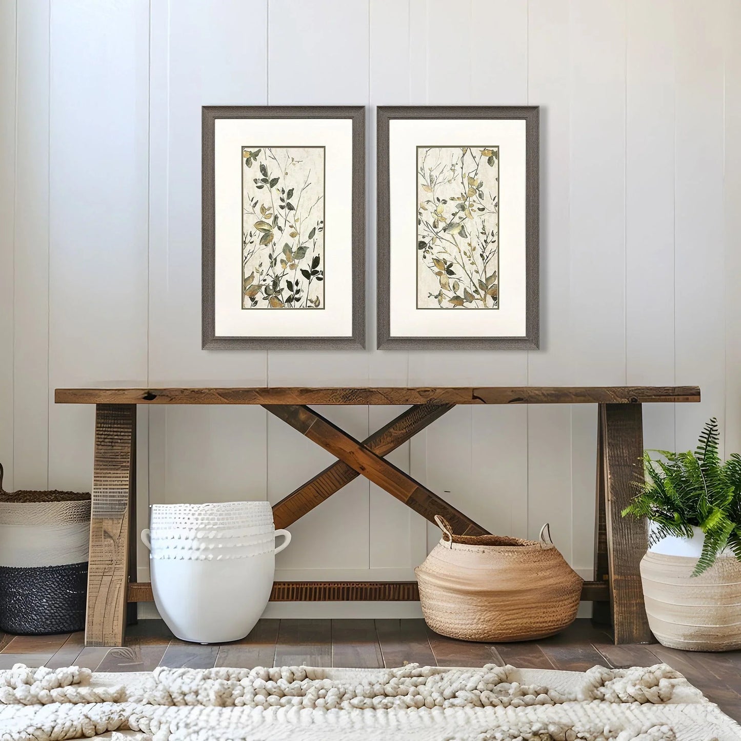 Neutral Green Green Framed Wall Art 2PC