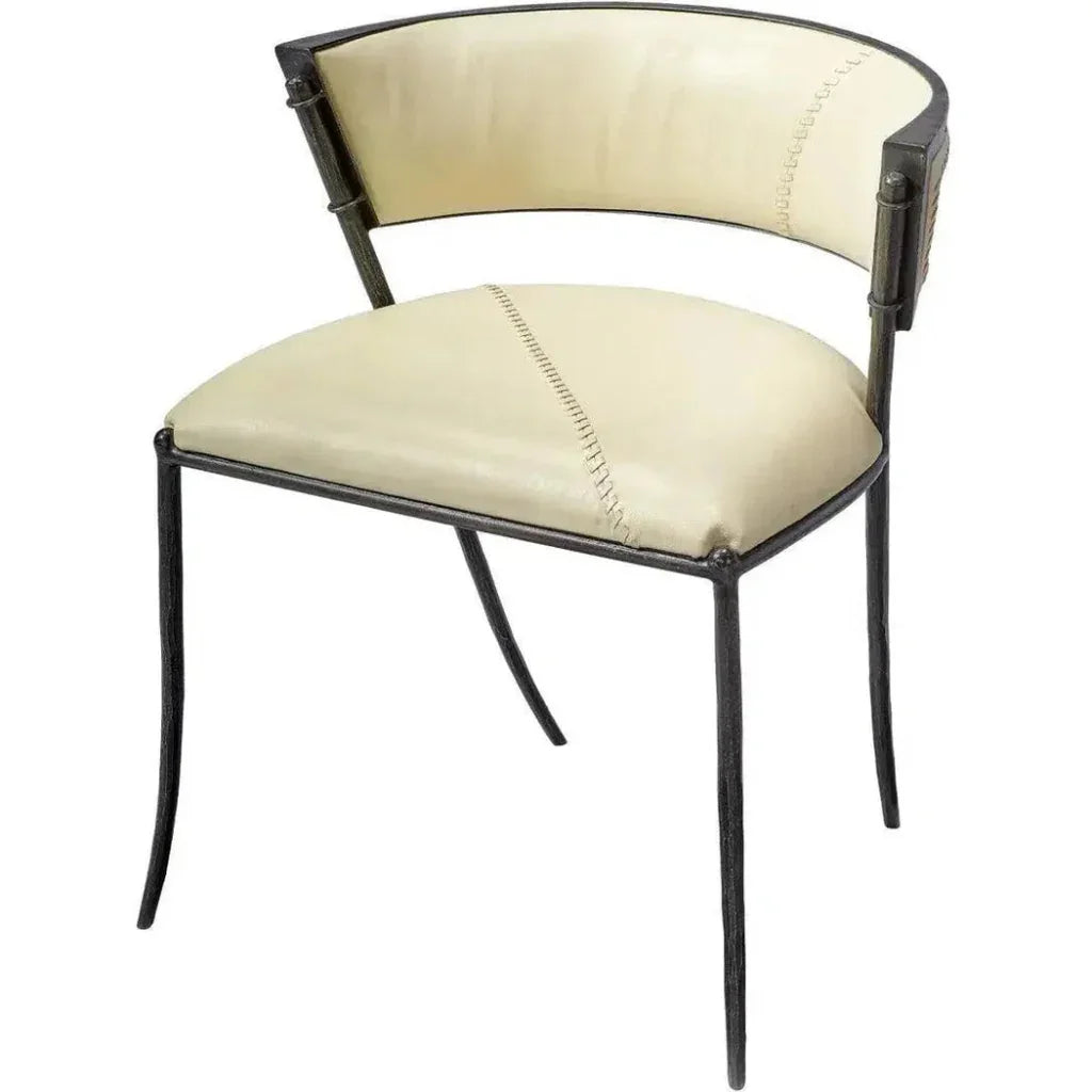 Nevado White Leather Dining Chair Full Grain Leather - LOOMLAN - Jamie Young - Dining Chairs
