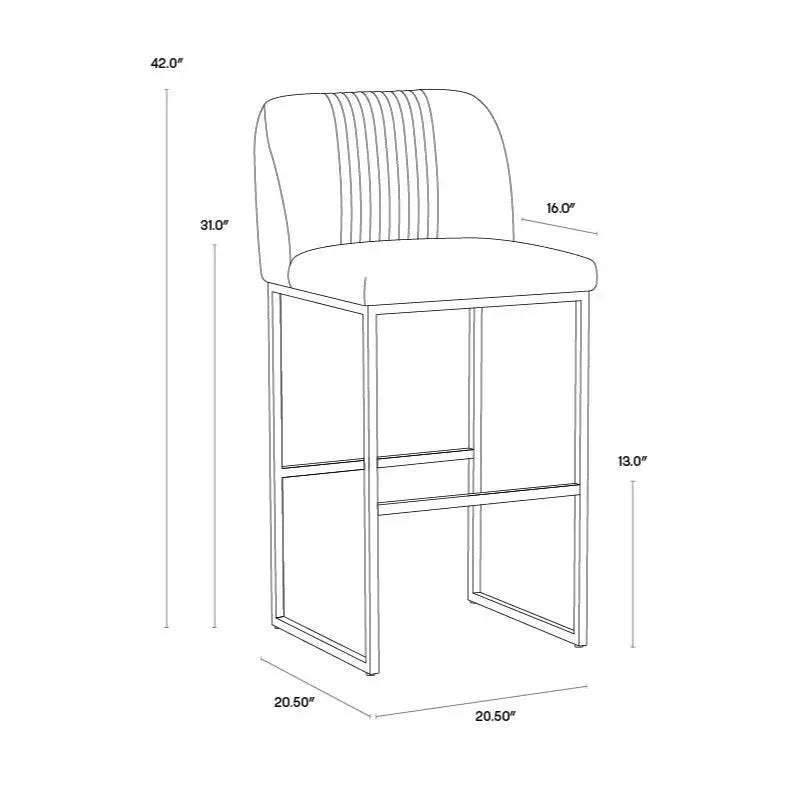 Nevin Velvet Barstool - LOOMLAN - SUNPAN - Bar Stools