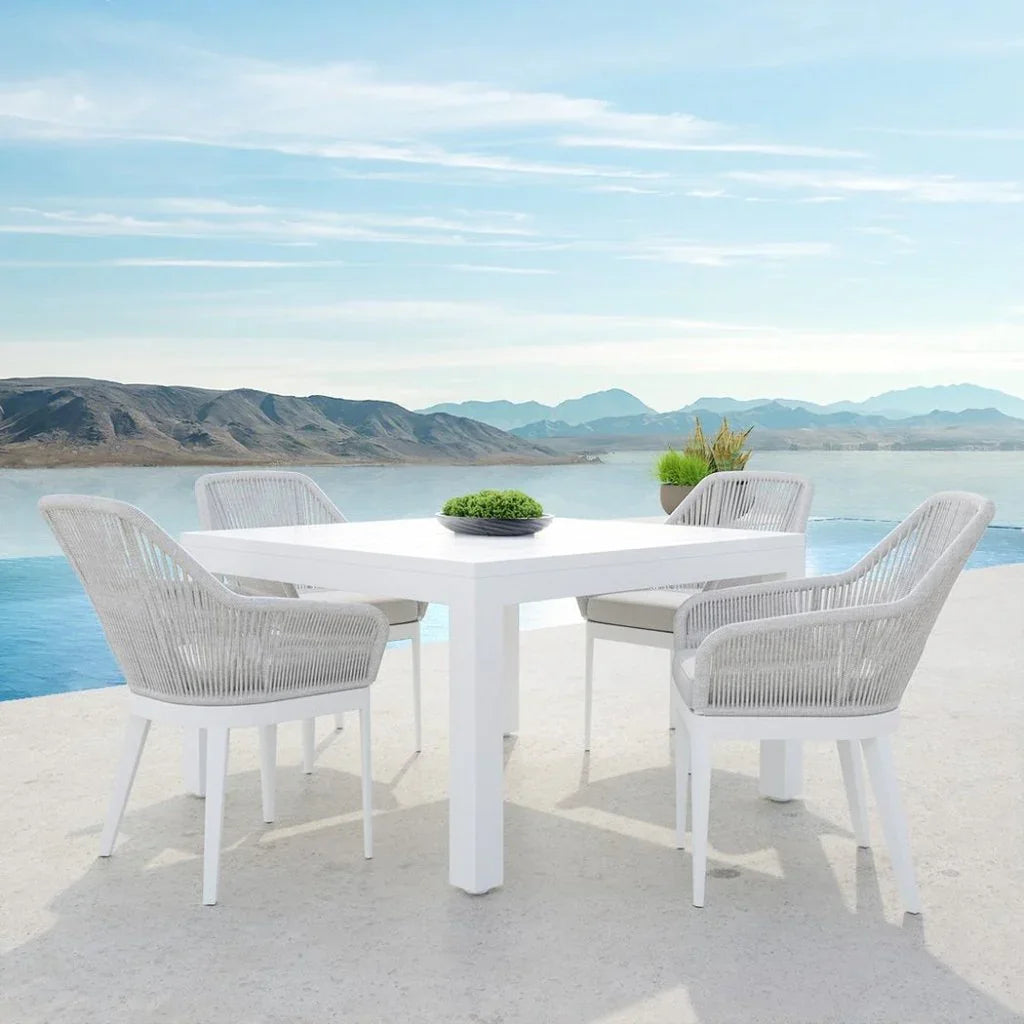 Newport Aluminum Square Outdoor Dining Table-Outdoor Dining Tables-Sunset West-LOOMLAN