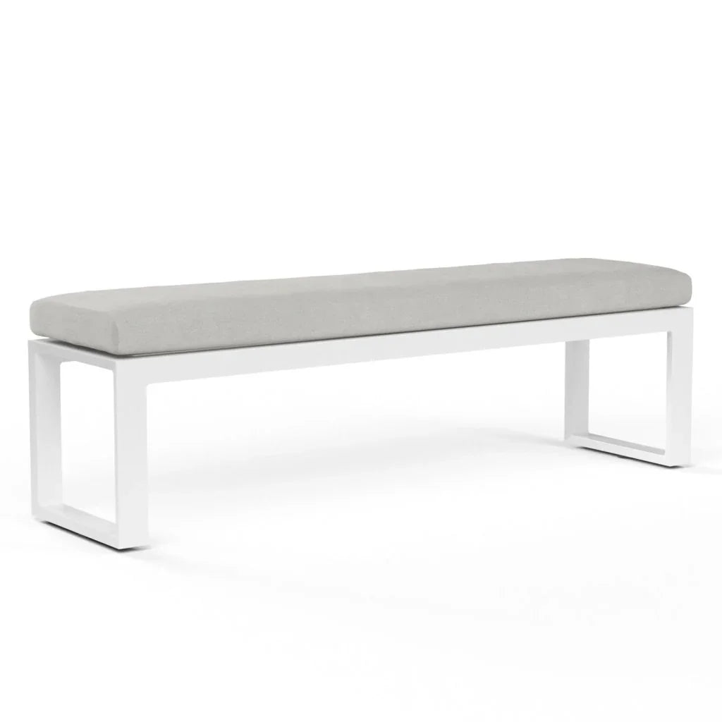 Newport Sunbrella Outdoor Dining Bench-Outdoor Benches-Sunset West-Cast Silver-LOOMLAN
