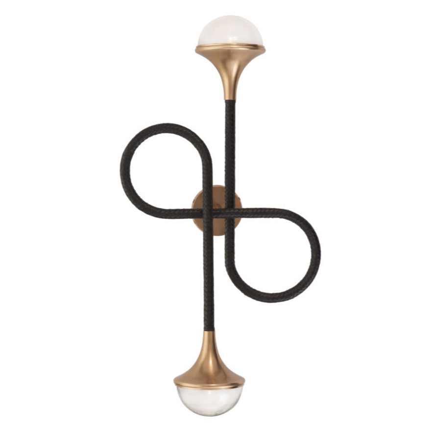 Newton Black Leather Warp Wall Sconce