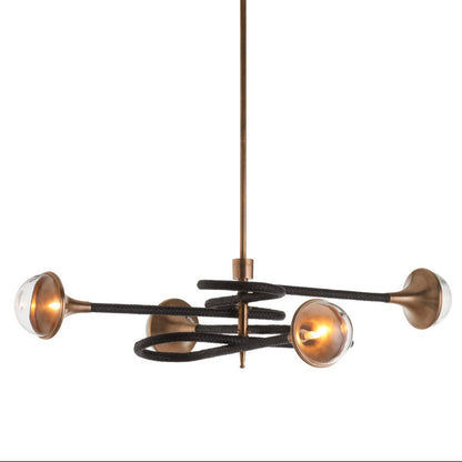Newton Central Brass Stem Black Chandelier