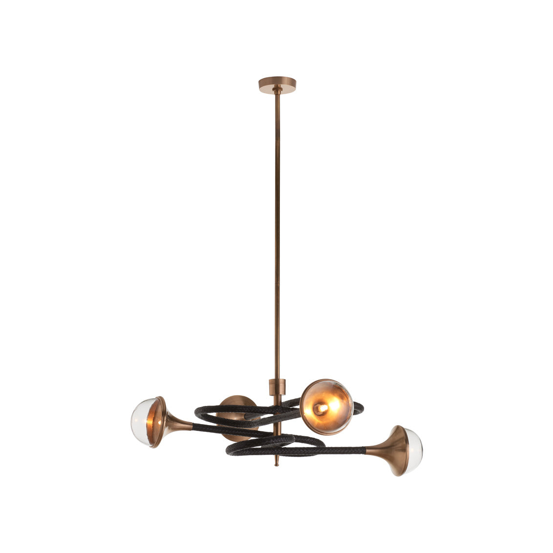 Newton Central Brass Stem Black Chandelier