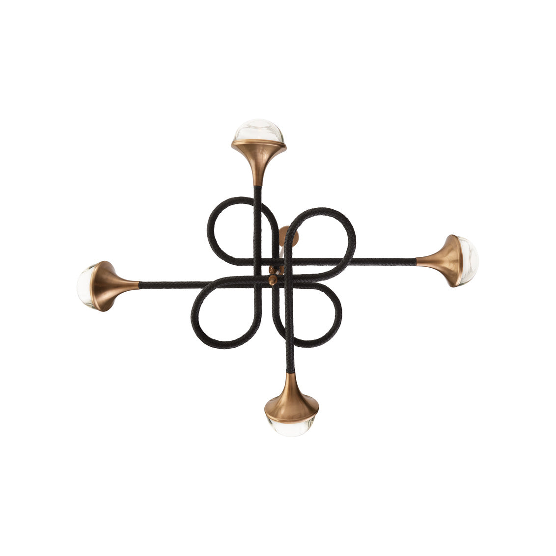 Newton Central Brass Stem Black Chandelier