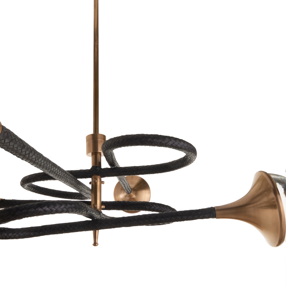 Newton Central Brass Stem Black Chandelier