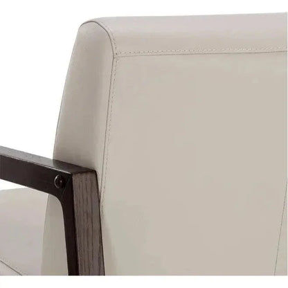 Neymar Lounge Chair Light Grey Leather Wood - LOOMLAN - SUNPAN - Accent Chairs