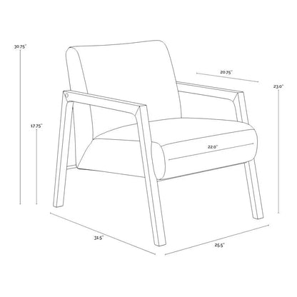 Neymar Lounge Chair Light Grey Leather Wood - LOOMLAN - SUNPAN - Accent Chairs