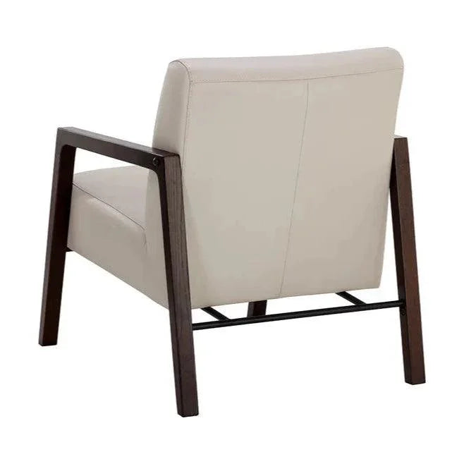 Neymar Lounge Chair Light Grey Leather Wood - LOOMLAN - SUNPAN - Accent Chairs