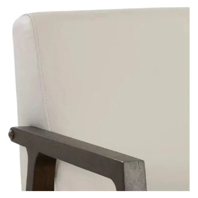 Neymar Lounge Chair Light Grey Leather Wood - LOOMLAN - SUNPAN - Accent Chairs