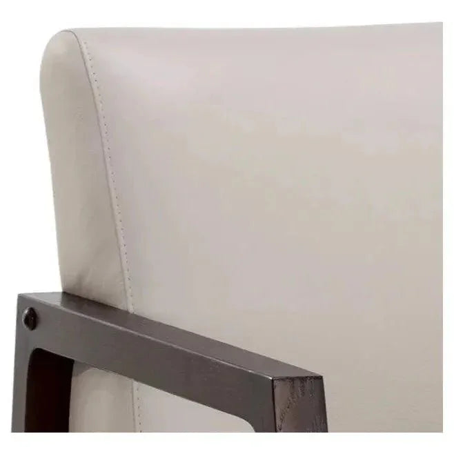 Neymar Lounge Chair Light Grey Leather Wood - LOOMLAN - SUNPAN - Accent Chairs