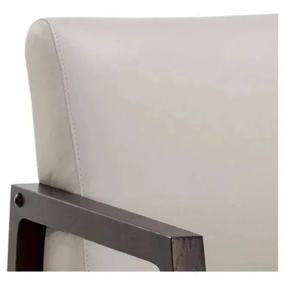 Neymar Lounge Chair Light Grey Leather Wood - LOOMLAN - SUNPAN - Accent Chairs