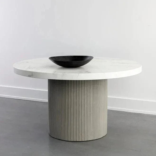 Nicolette Concrete Outdoor Round Dining Table-Outdoor Dining Tables-SUNPAN-LOOMLAN