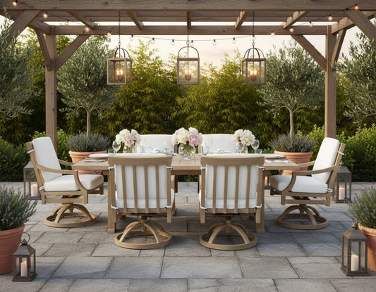 Nicoya Formal Arm Dining Chair Swivel Rocker-Outdoor Dining Chairs-Castelle-LOOMLAN