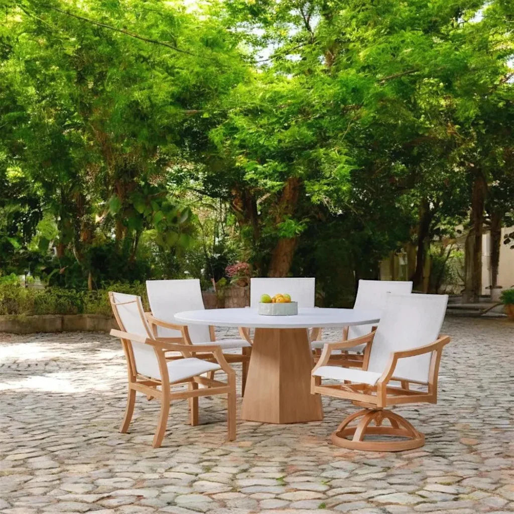 Nicoya Sling Swivel Rocking Dining Chair By Castelle-Outdoor Dining Chairs-Castelle-LOOMLAN