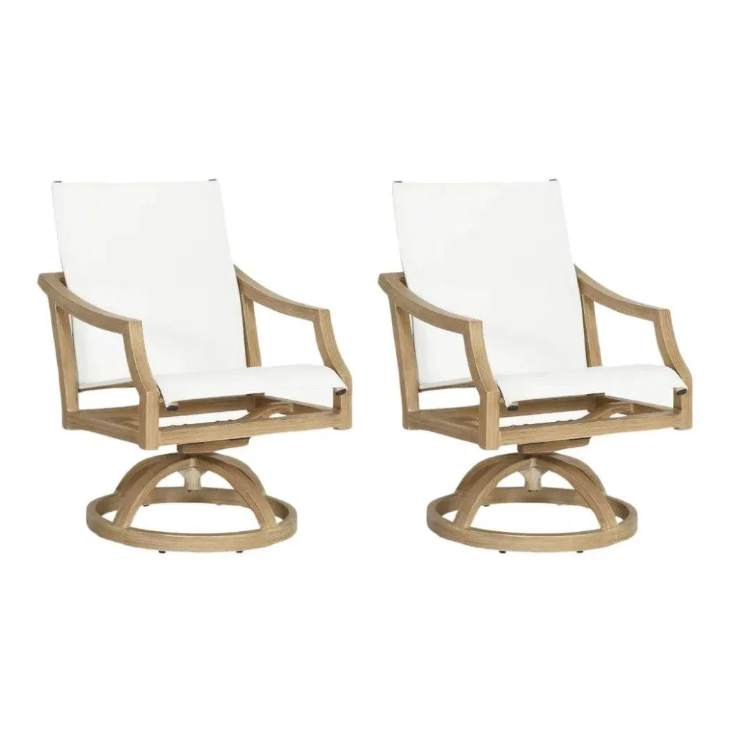 Nicoya Sling Swivel Rocking Dining Chair By Castelle-Outdoor Dining Chairs-Castelle-LOOMLAN