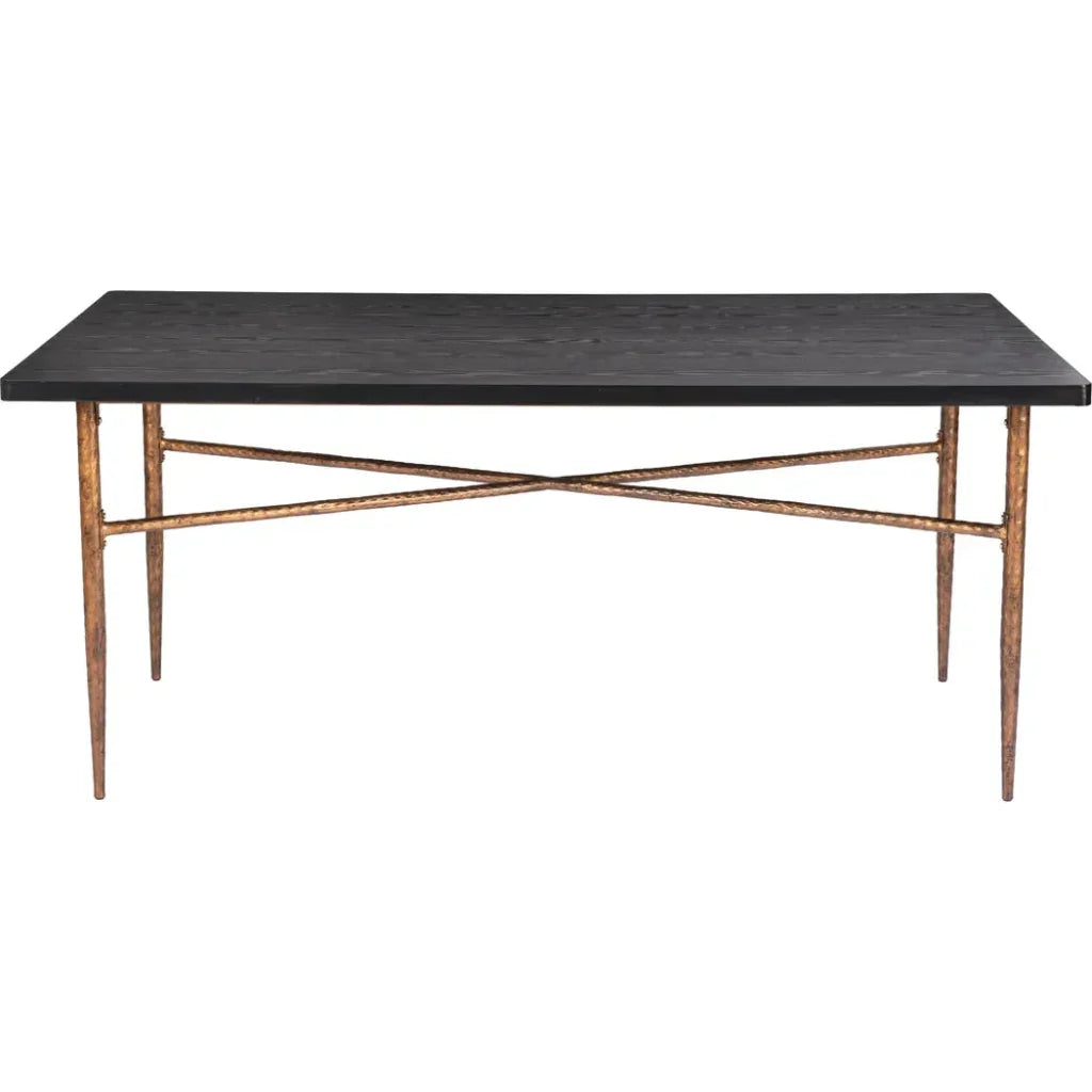 Nida Wood & Steel Black Rectangular Dining Table-Dining Tables-Zuo Modern-LOOMLAN