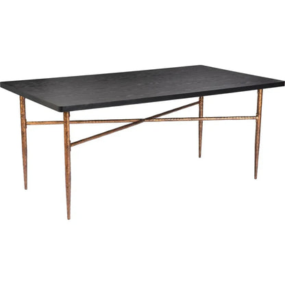 Nida Wood & Steel Black Rectangular Dining Table-Dining Tables-Zuo Modern-LOOMLAN