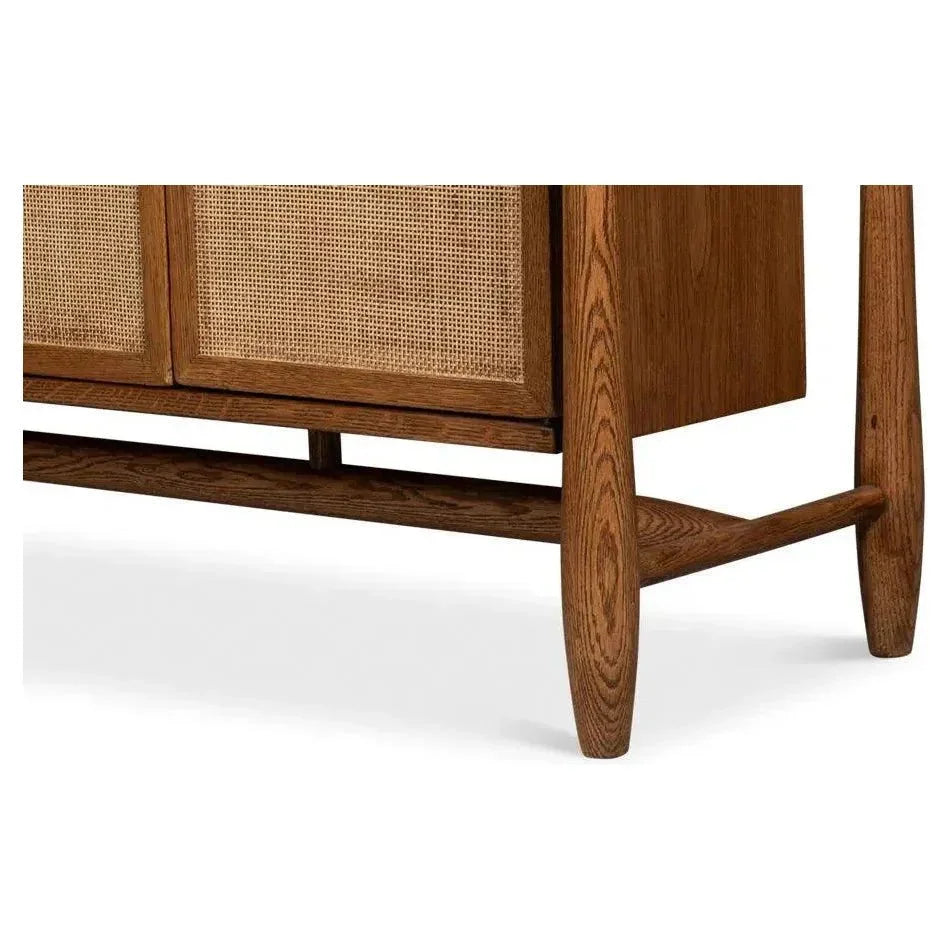 Nido Natural Wood 4 Door Rattan Sideboard - LOOMLAN - Sarreid - Sideboards