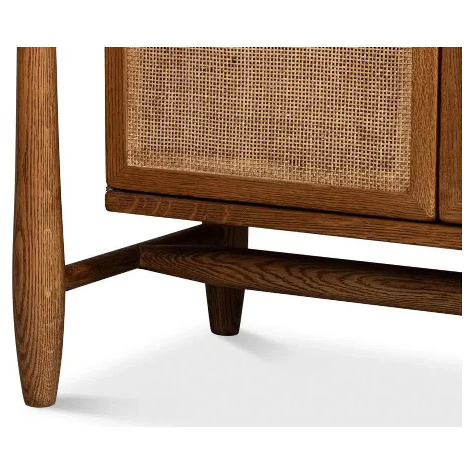 Nido Natural Wood 4 Door Rattan Sideboard - LOOMLAN - Sarreid - Sideboards