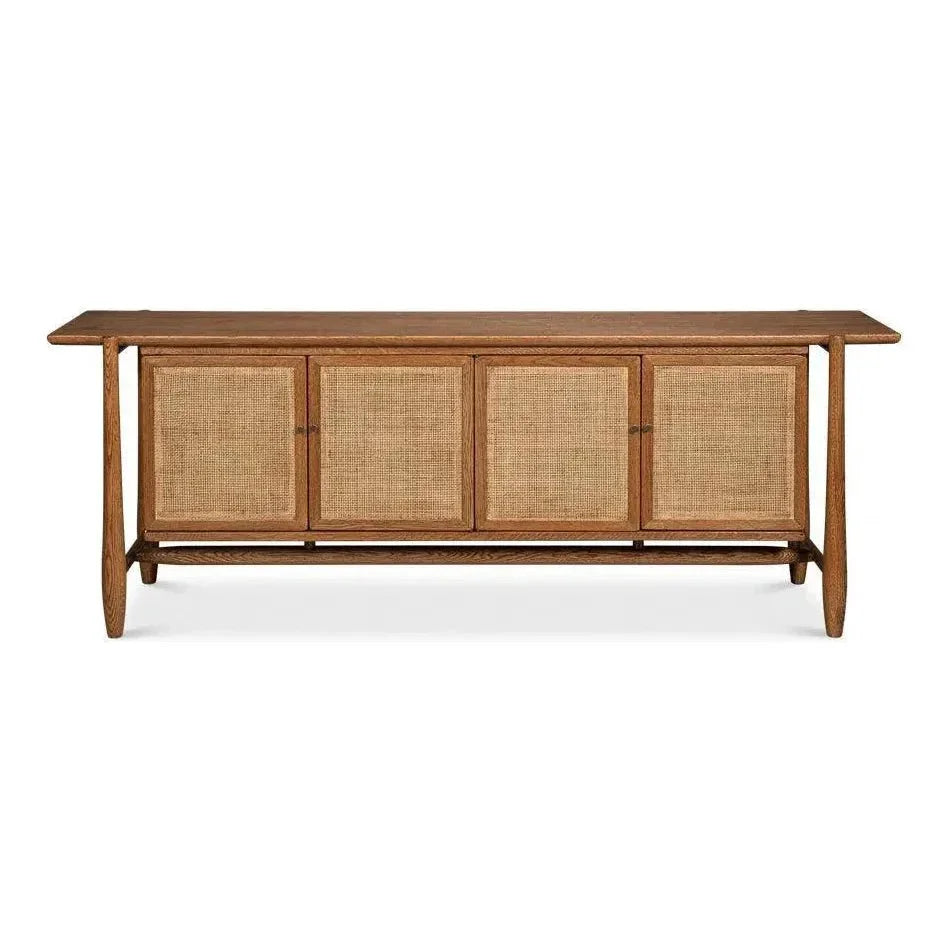 Nido Natural Wood 4 Door Rattan Sideboard - LOOMLAN - Sarreid - Sideboards