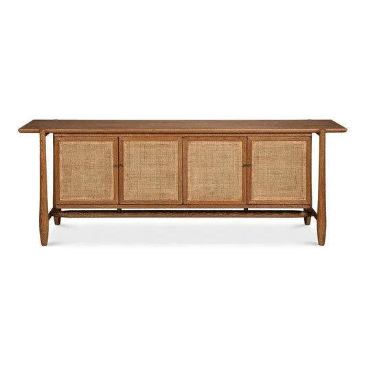 Nido Natural Wood 4 Door Rattan Sideboard - LOOMLAN - Sarreid - Sideboards