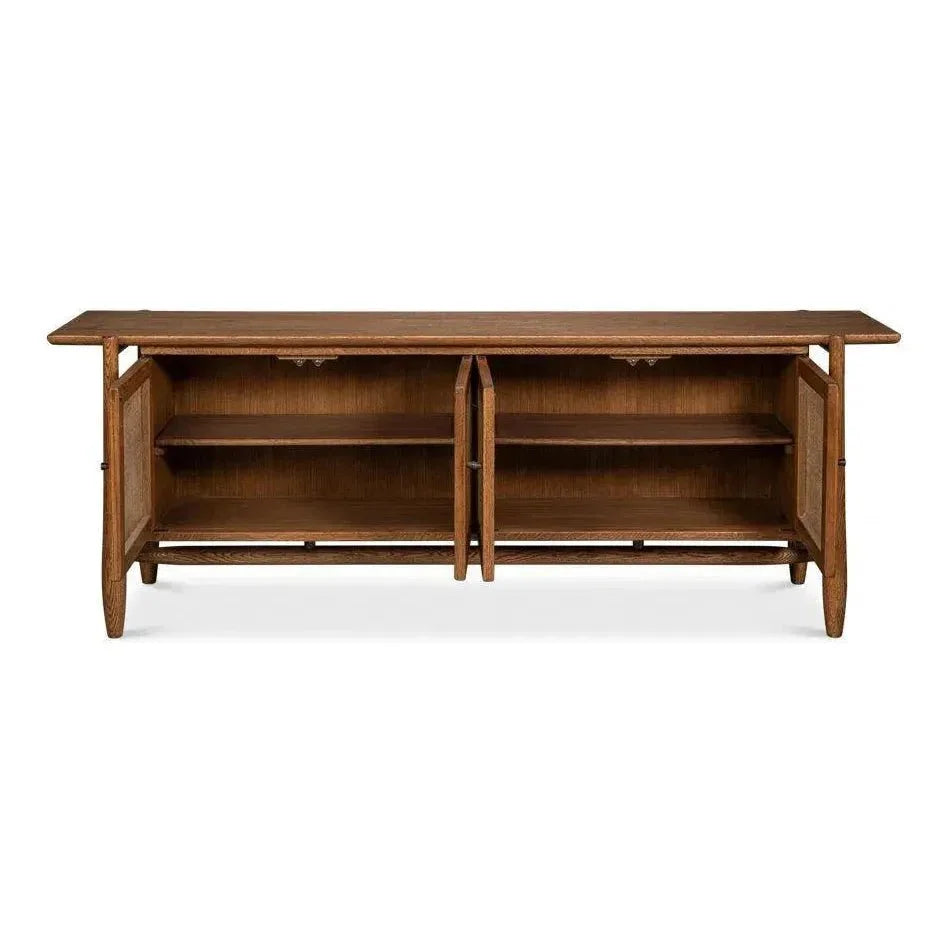 Nido Natural Wood 4 Door Rattan Sideboard - LOOMLAN - Sarreid - Sideboards