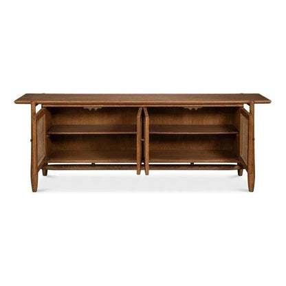 Nido Natural Wood 4 Door Rattan Sideboard - LOOMLAN - Sarreid - Sideboards