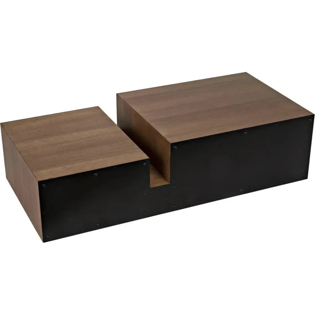 Nido Wood & Black Steel Rectangle Coffee Table - LOOMLAN - Noir - Coffee Tables