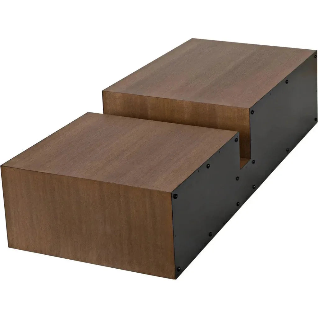 Nido Wood & Black Steel Rectangle Coffee Table - LOOMLAN - Noir - Coffee Tables
